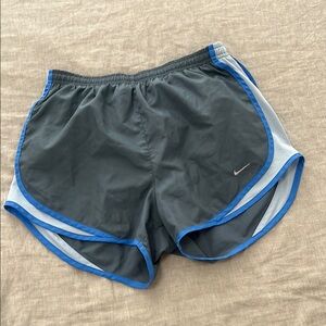 Nike Women's Gray and Blue Running Shorts